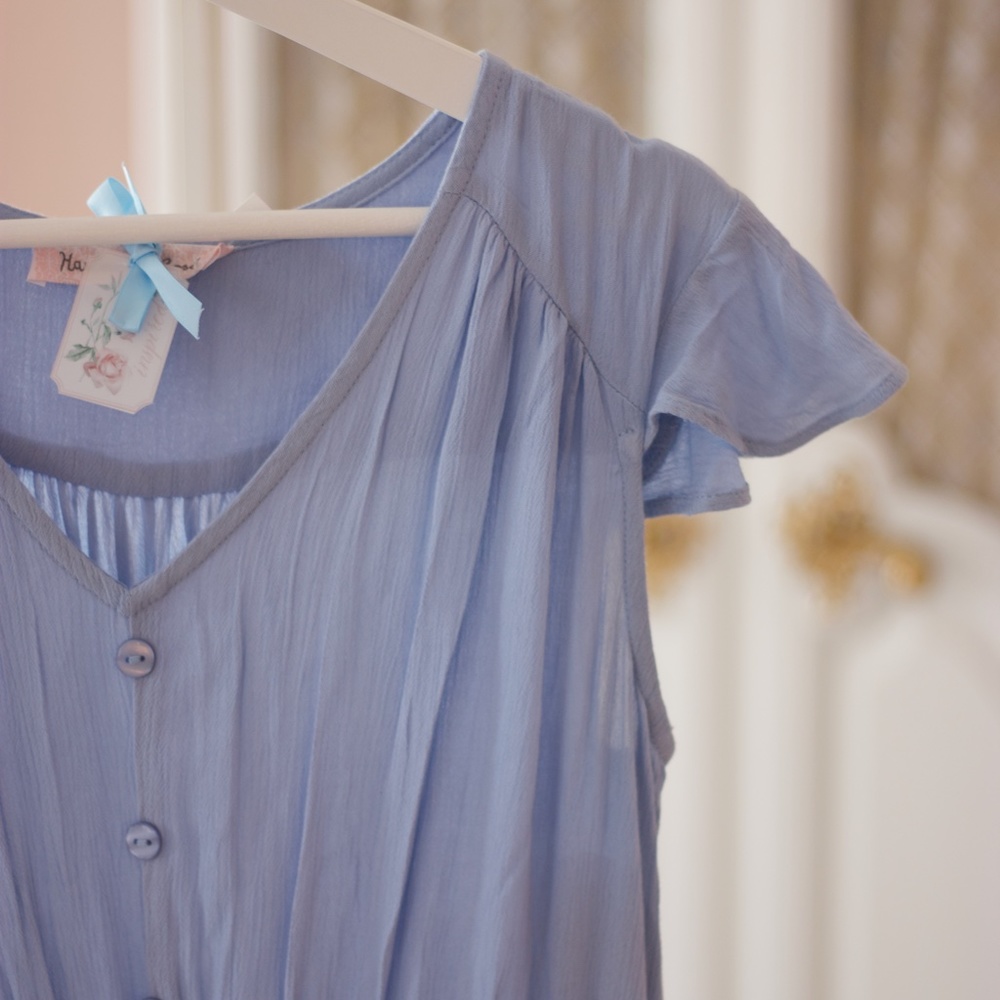 Light Blue High-Low Button-Front Dress - Picture 8 of 14